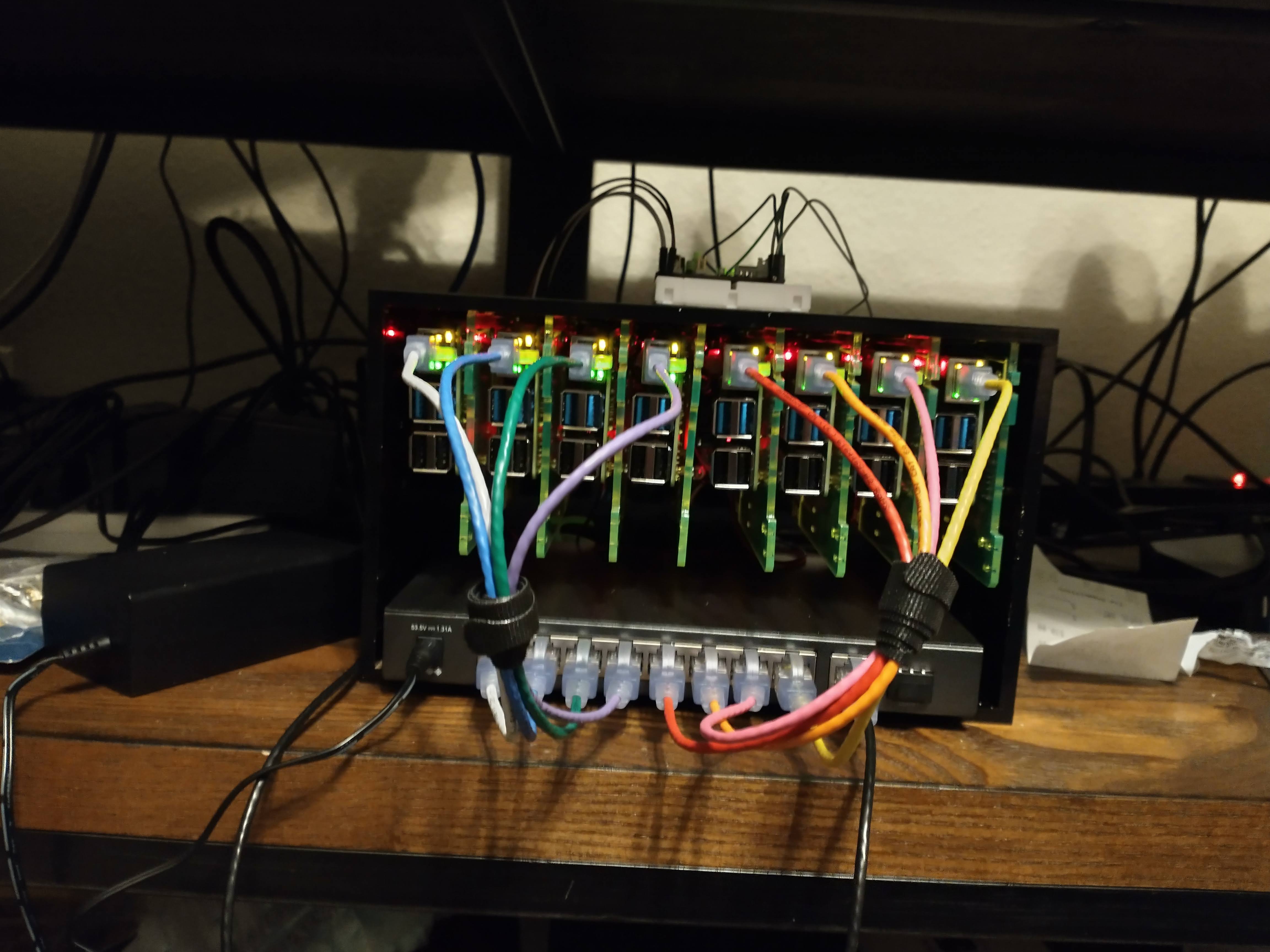 The Pi cluster, in all its glory